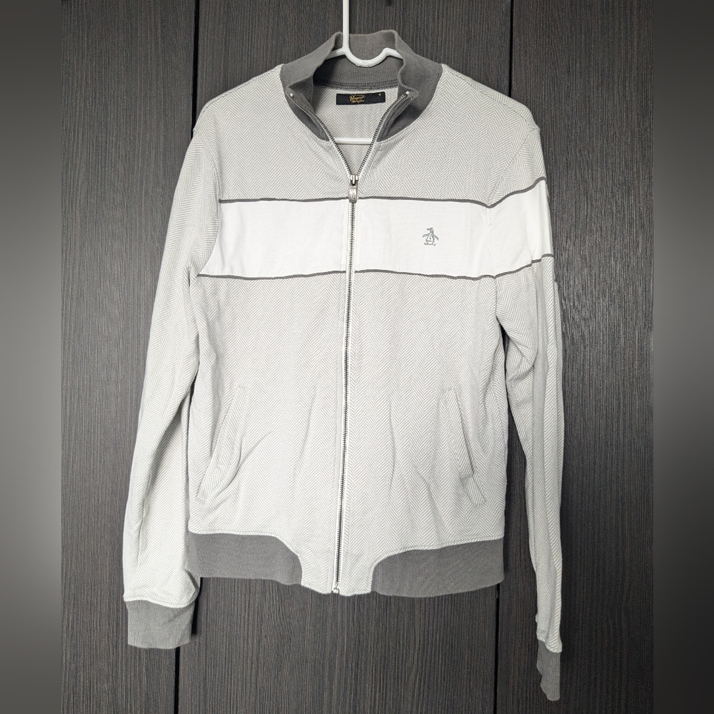 Original penguin zip sweatshirt jacket gray mens M